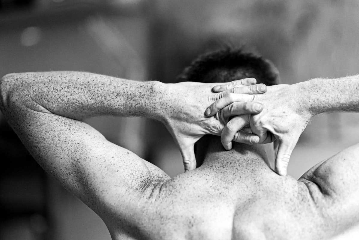 Member performing yoga routine